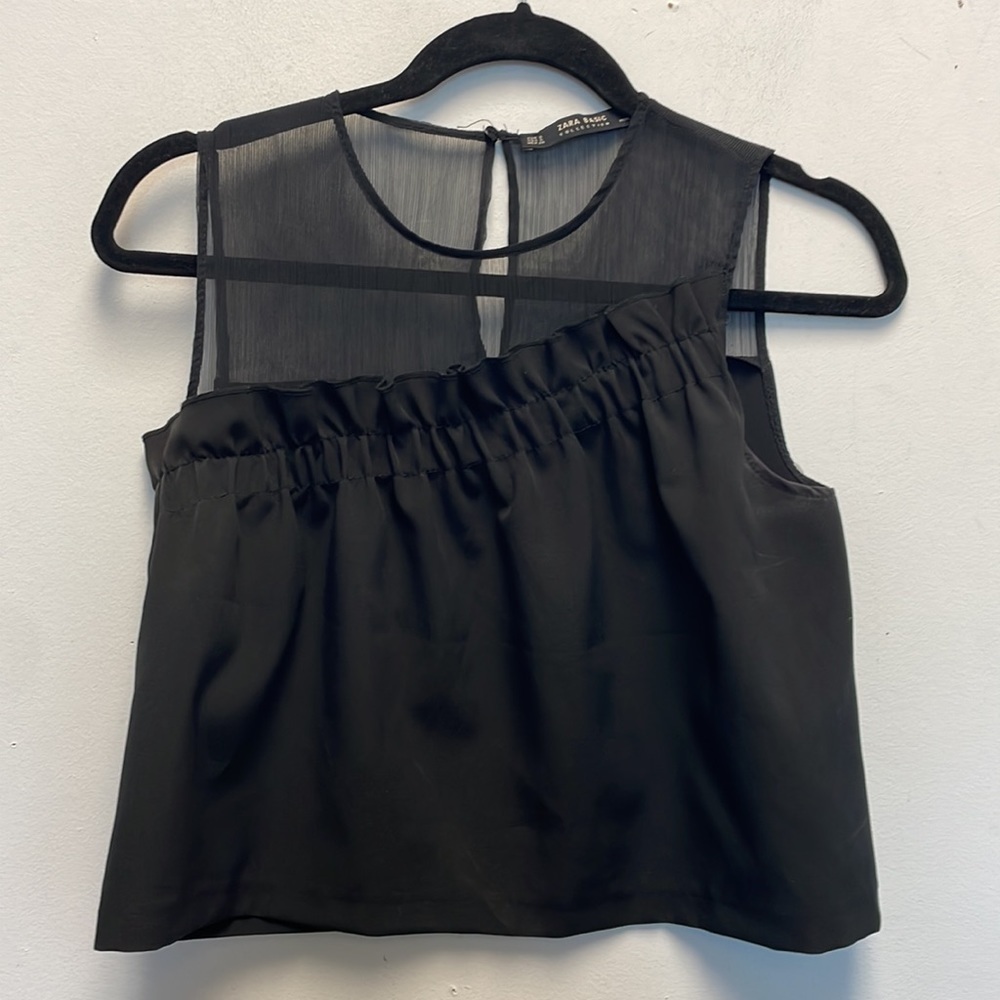 Zara sheer ruffle top